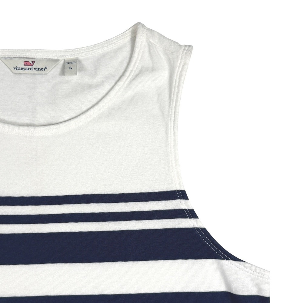 Vineyard Vines Womens Navy Blue White Striped Sleeveless Cotton Shift Dress S